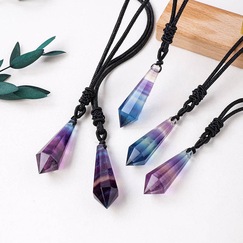 Rainbow Fluorite Necklace Pendulum - Embrace Clarity & Creativity